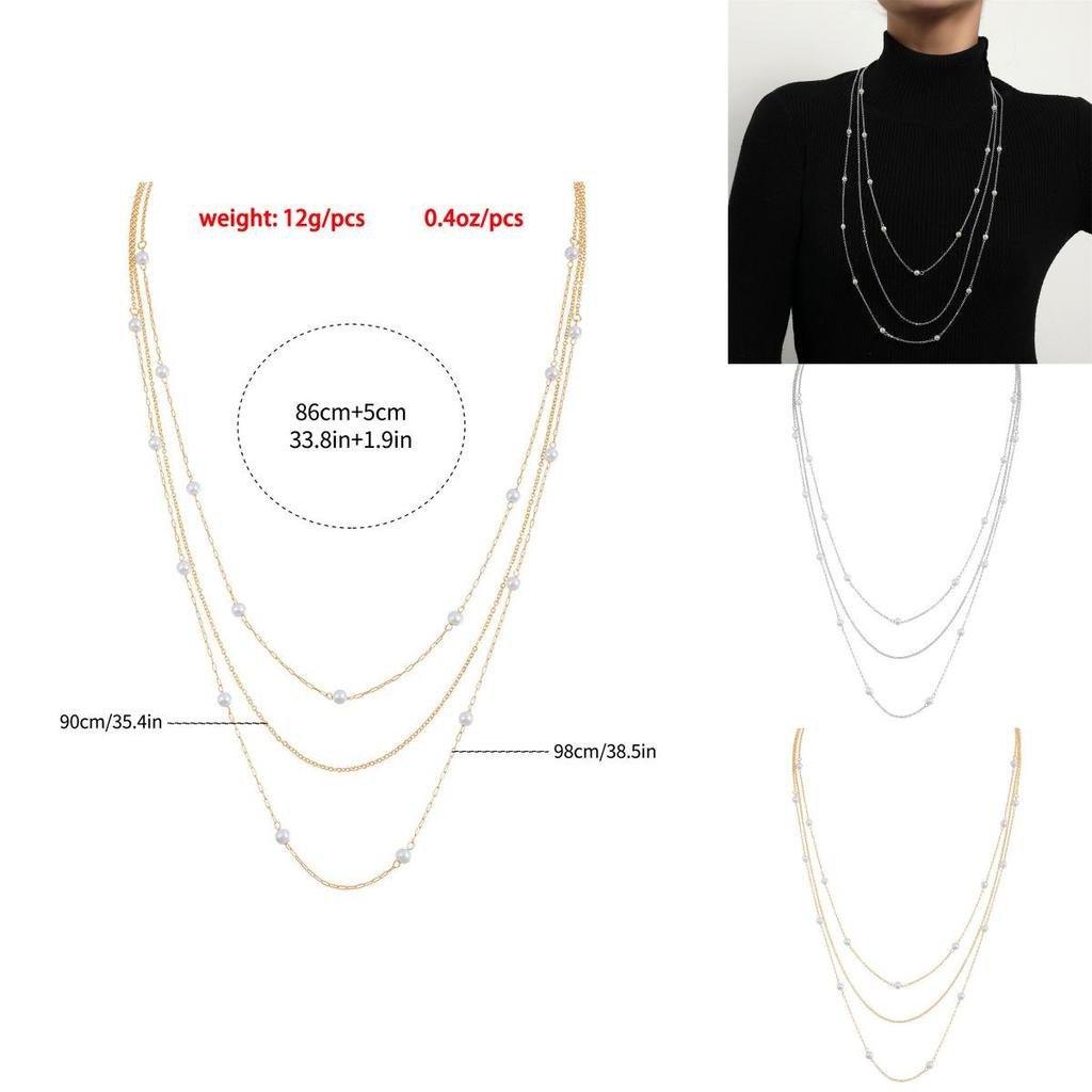 Fashion Long Pendant Necklace With O Link Chain And Pearl For Daily Wear