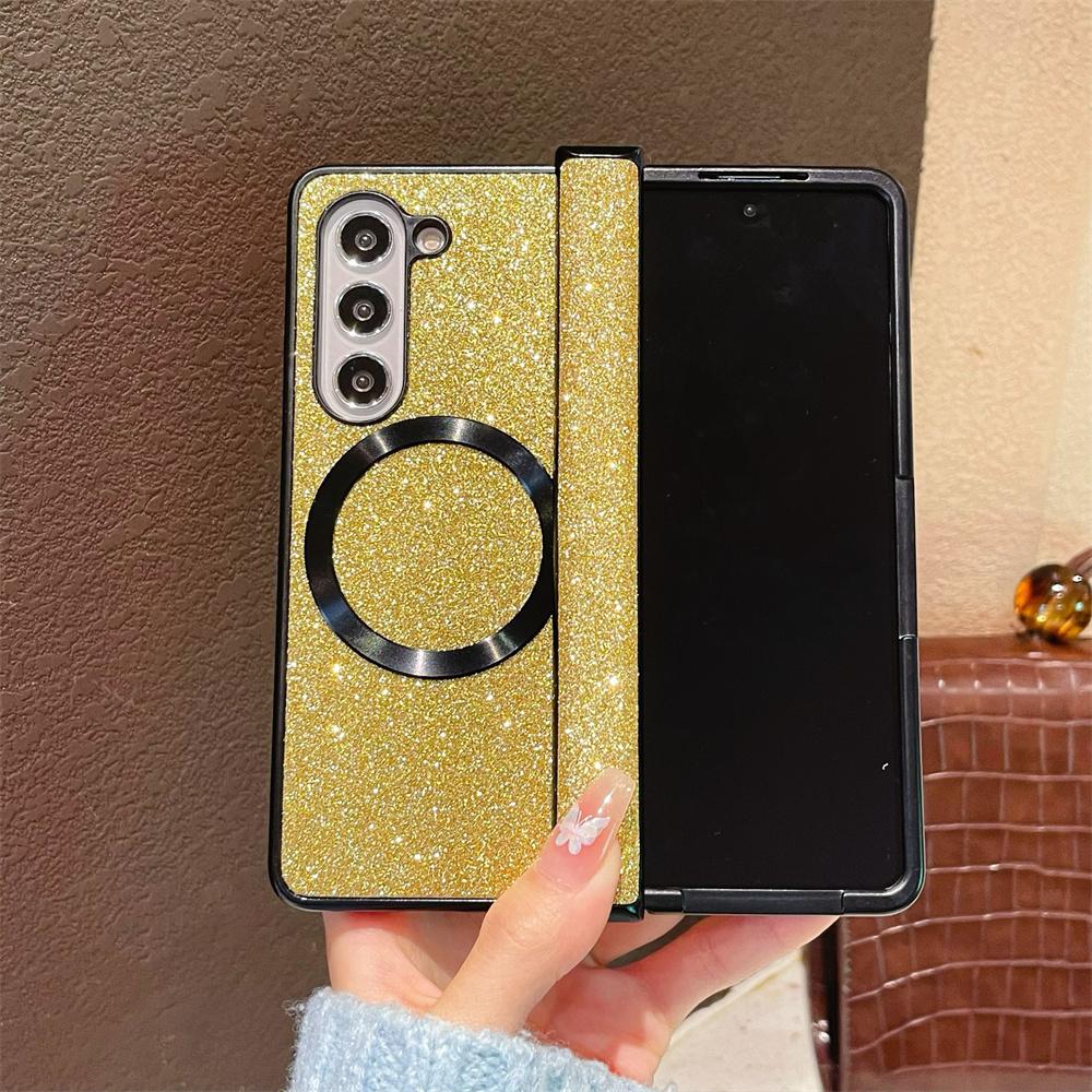 Luxury Bling Glitter Magnetic Phone Case  for Samsung Galaxy Z Fold 6 5 4 3 Fold6 Fold5 Fold4 Fold3 5G Hinge Protective Cover