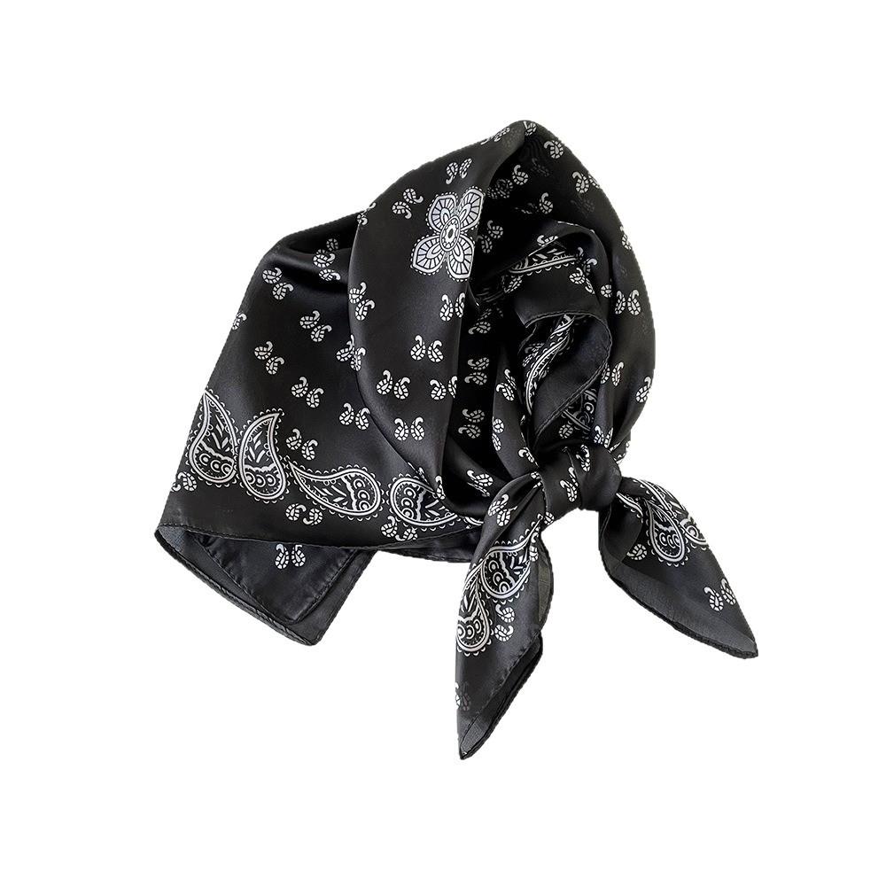 70 Simulation Silk Navy Blue Cashew Silk Scarf, Simple And High-End Sense Matching Square Scarf, Women'S Decorative Thin Scarf, Workplace Scarf.