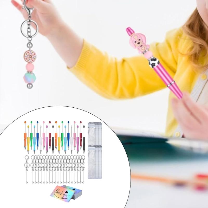 80pcs Customizable Ballpoint Pen Crafting Kit Personalized Pens and Keychain Set Accessories Practical Office Supplies