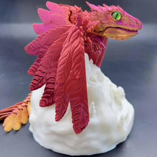3D Printed Feathered Dragon Fidget Toy Movable Joints Flying Dragon Action Figure Articulated Dragon Figurine Model Desktop Decoration Kids Adults