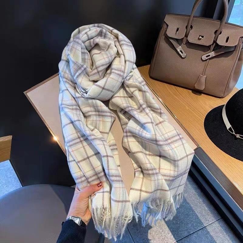 Tonglu Scarf Women's Houndstooth Shawl Dual-purpose Korean Version Versatile Warm New Winter Senior Student Scarf