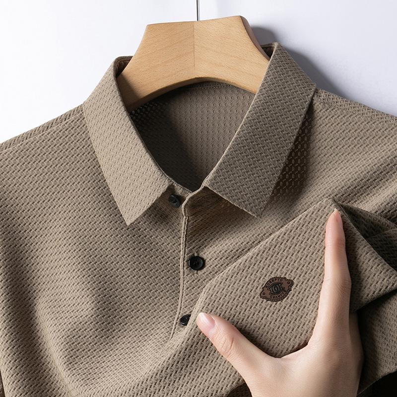 Ice Silk Short-Sleeved T-Shirt Men'S Trendy Polo Bottoming Shirt Clothes