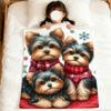 Christmas Holiday Cute dog Yorkshire Terrier soft warm plush blanket dorm sofa living room pet hogar bedroom gift home Flannel