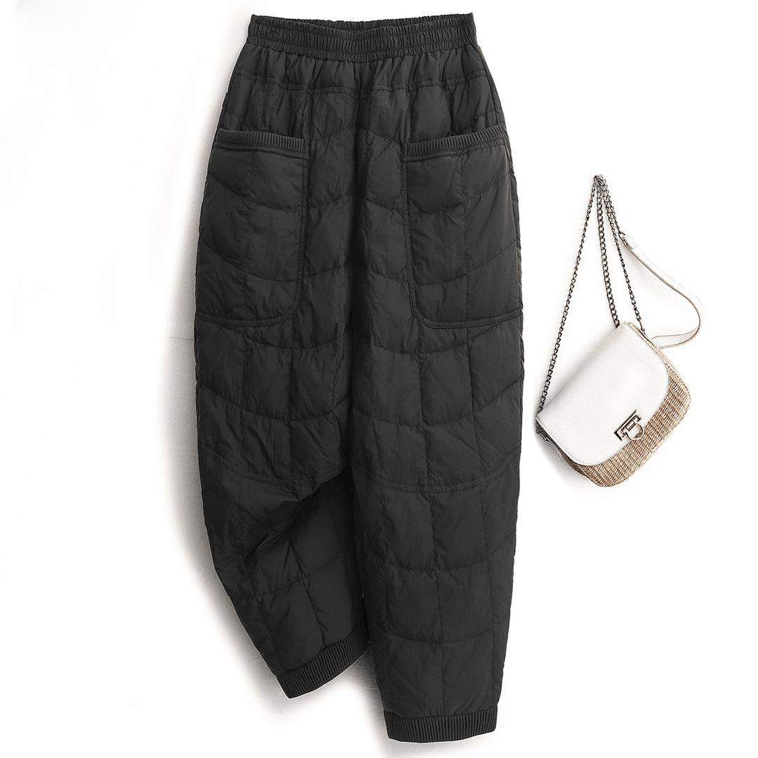 

Женские зимние хлопковые брюки большого размера с эластичной резинкой на талии, утолщенные теплые повседневные брюки L чёрный