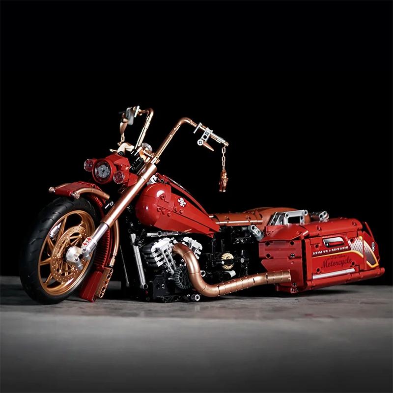 Retro Harleyed Racing Motorrad Bausteine Modell Geschwindigkeit Vintage Motorrad Ziegel Spielzeug Geschenk für Erwachsene Kinder