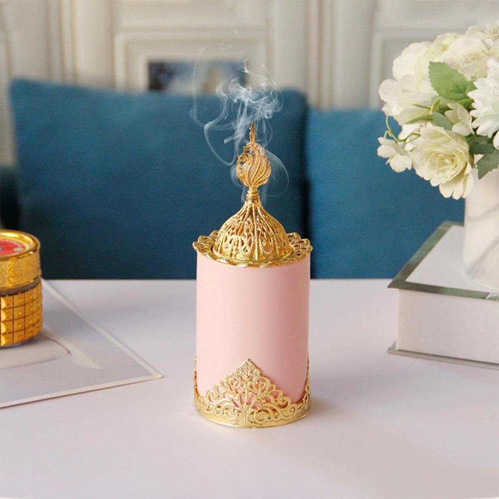 European Metal Ceramic Incense Holder Handheld Incense Burner Gold Gold Pagoda Light Luxury Desktop Decoration Exquisite Gift
