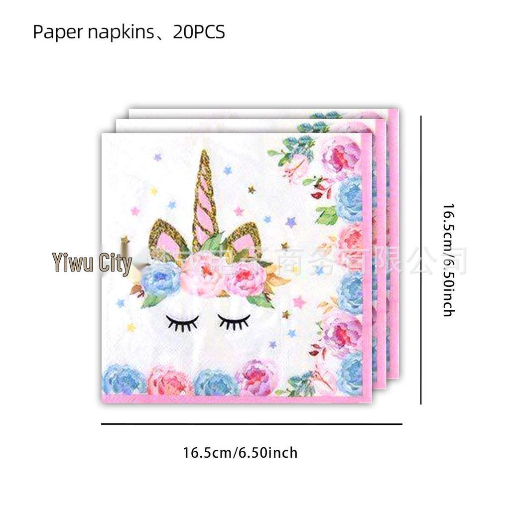 Unicorn Kids Birthday Party Disposable Tableware Set