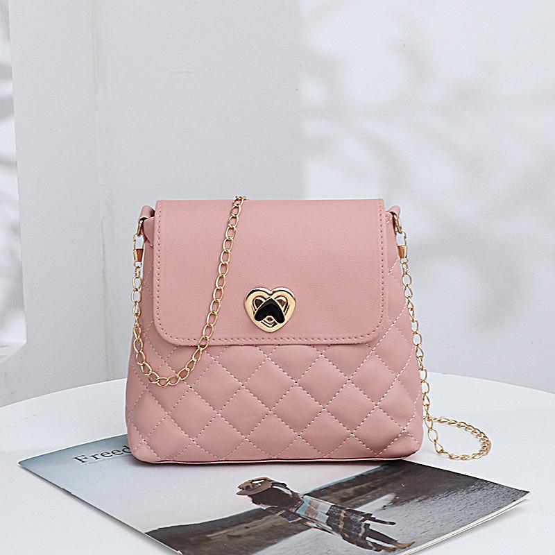 

Ladies Bag 2022 Fashion Street Style Bucket Bag Trendy Pink Chain Lock рожевий
