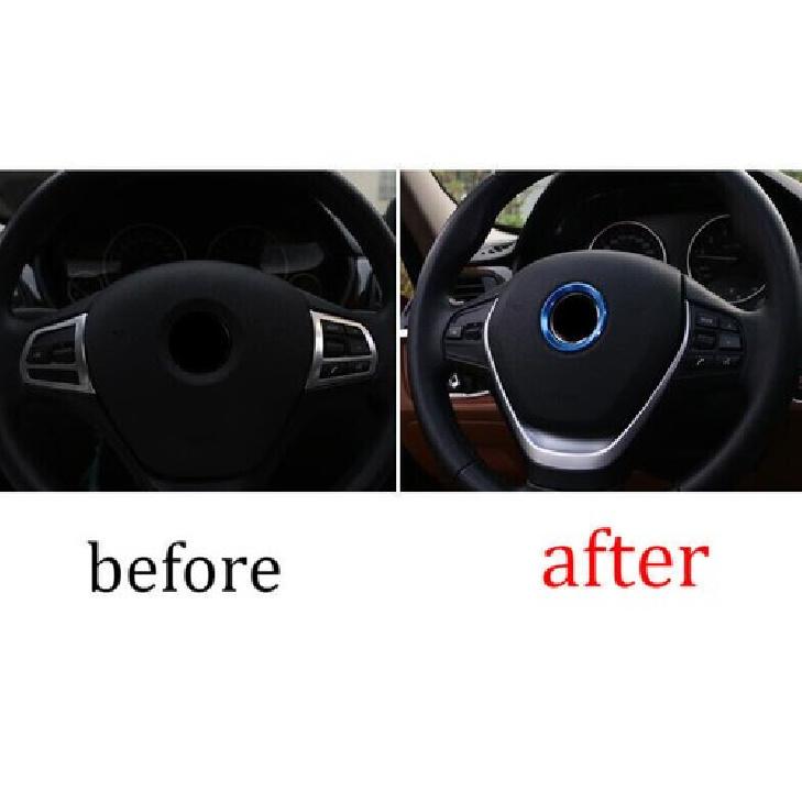18- Blue Aluminum Panel Car Steering Wheel Horn Ring Cover For BMW 5 Series
