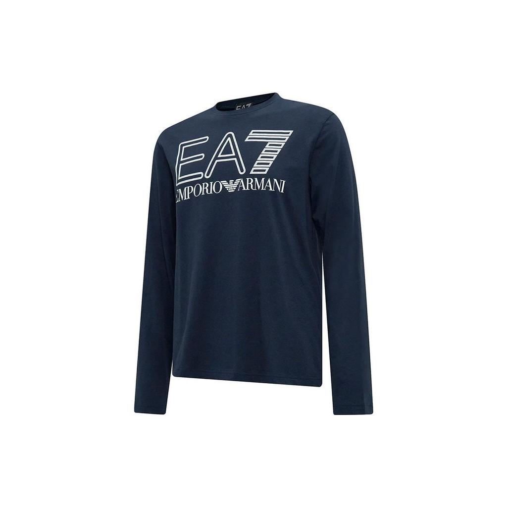 Emporio Armani FW23 EA7 Series Logo Print Crew Neck Long Sleeve T-Shirt Men Tops Blue 6RPT04-PJFFZ-1554