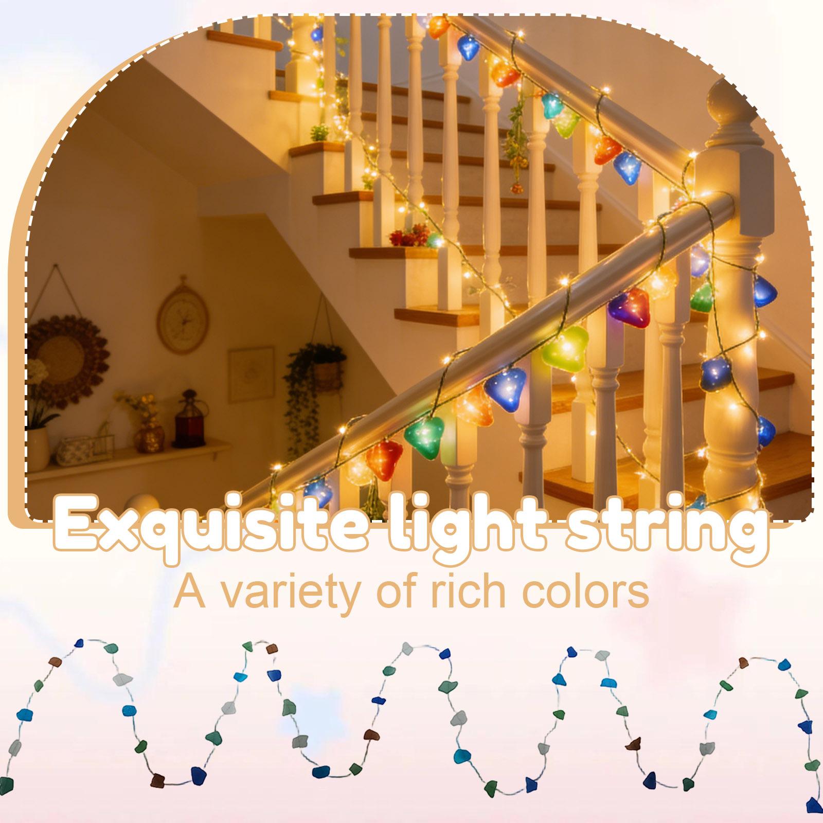 

LED Colored Sea Glass Light String, Colorful Sea Glass , Coastal Ocean Decor For Indoor , Unique Gift One Size синій