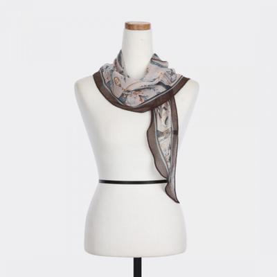 Shop   Ladies Korean Made Paisley Flower Diamond Long Scarf Brown Drn Wsc260121