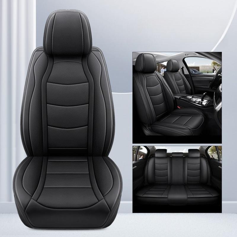 Color-Blocking Car Seat Covers - Full Coverage 5-Seater Set, Perforated PU Leather, Perfect Fit, Universal Fit for Most Cars