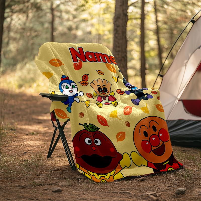 Personalized Custom Name Blanket - Anpanman Print Design,Blanket for Sofa,Bed,Travel,Camping - Soft and Warm, Great Gift