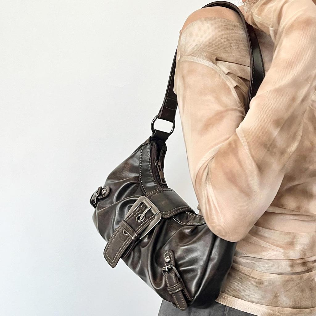 Maillard Retro Pleated Shoulder Bag - Trendy Wasteland Style for Women