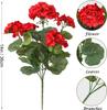 1/5pc Artificial Geraniums With Green Leaves - Perfect For Home Garden Decor, Weddings, Birthdays & More - No Battery Needed