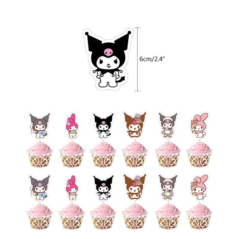 Kuromi Themed Girls Birthday Party Decor Supplies Set Flag Cake Spiral Balloon