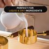 SHIKORI Gold Measuring Cups and Spoons Set with Wood Handles, Premium Stainless Steel Measuring Spoons and Measuring Cups Set-Gold