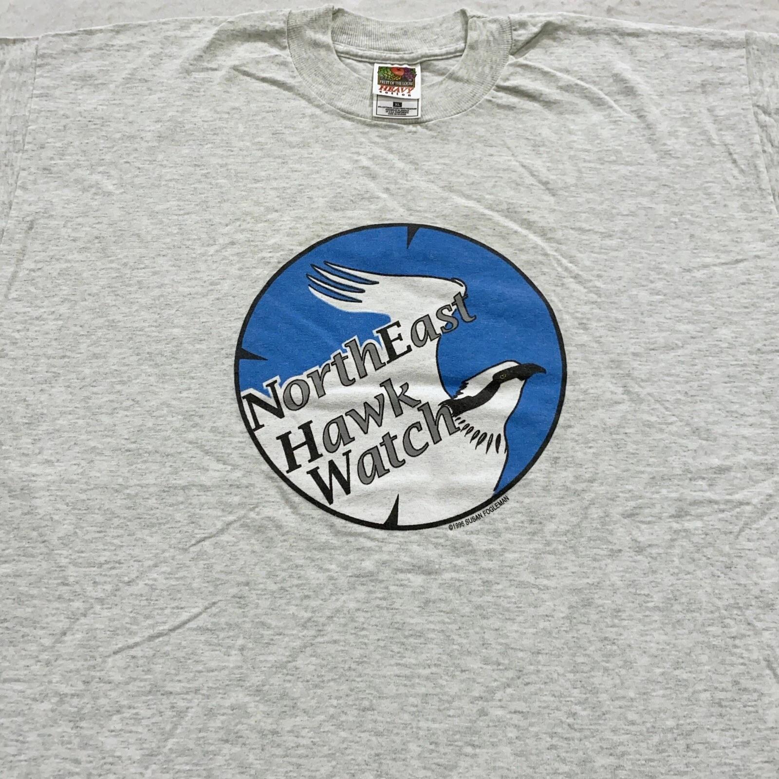 vintage 90s NORTHEAST HAWK WATCH T-Shirt LARGE nature activism bird animal soft 4XL