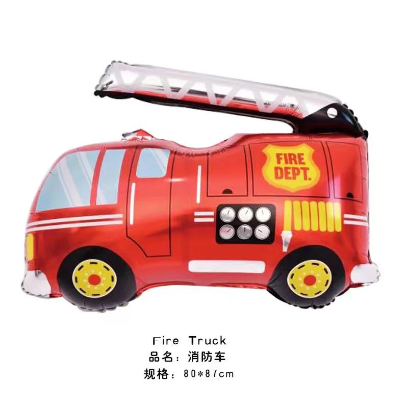 1Pc Cartoon Car Balloons Train Fire Truck Tank Engineering Car Tractor Aluminum Film Balloon Birthday Party Baby Shower Toy