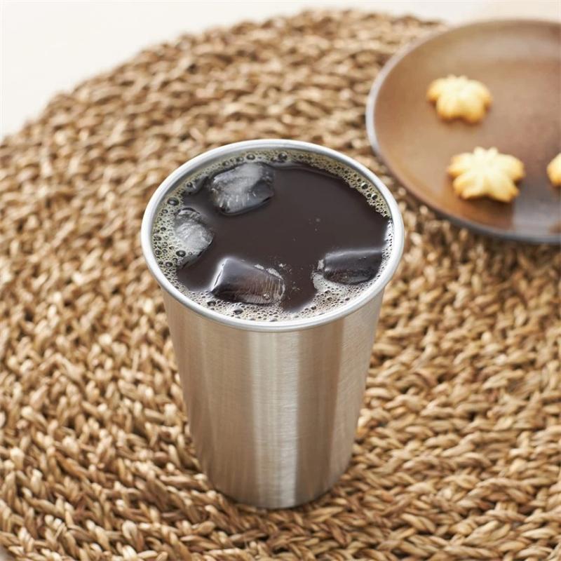 

500ML Stainless Steel Drinking Cup Unbreakable Stackable Brushed Metal Chilling Beer Glasses for Travel Outdoor Camping Everyday 401-500ml