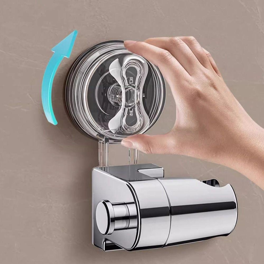 No Drill Showerhead Bracket With Hanger Hooks Adjustable Nozzle Stand  Bathroom Accessories