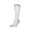 Mesh Panel PU Breathable Summer Knee High Boots Pointed Super High Thin Heel Sexy Hollow Long Boots For Women 2025