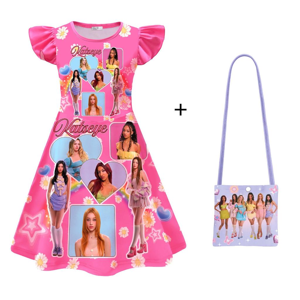 Katseye Digital Printed Clothing Medium Big Boy Feifei Sleeve Dress + Bag 26254