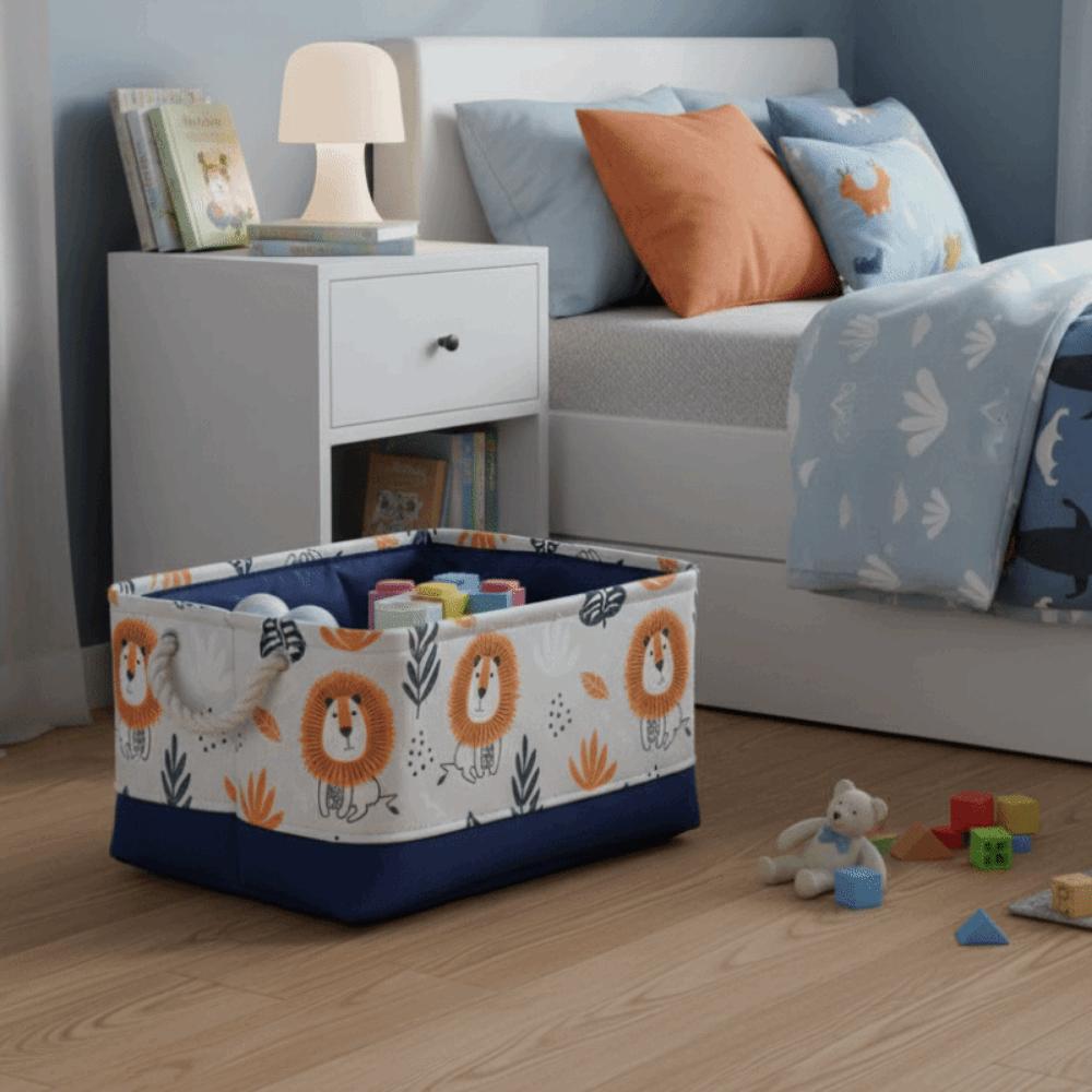 Portable Toys Storage Basket Cartoon Organizer Basket Canvas Laundry Basket Clothes Organization