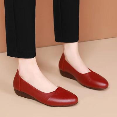 Low Heel Soft Leather Shoes Soft Sole Single Shoes Flat Sole Leather Shoes Comfortable Doudou Shoes Low Heel