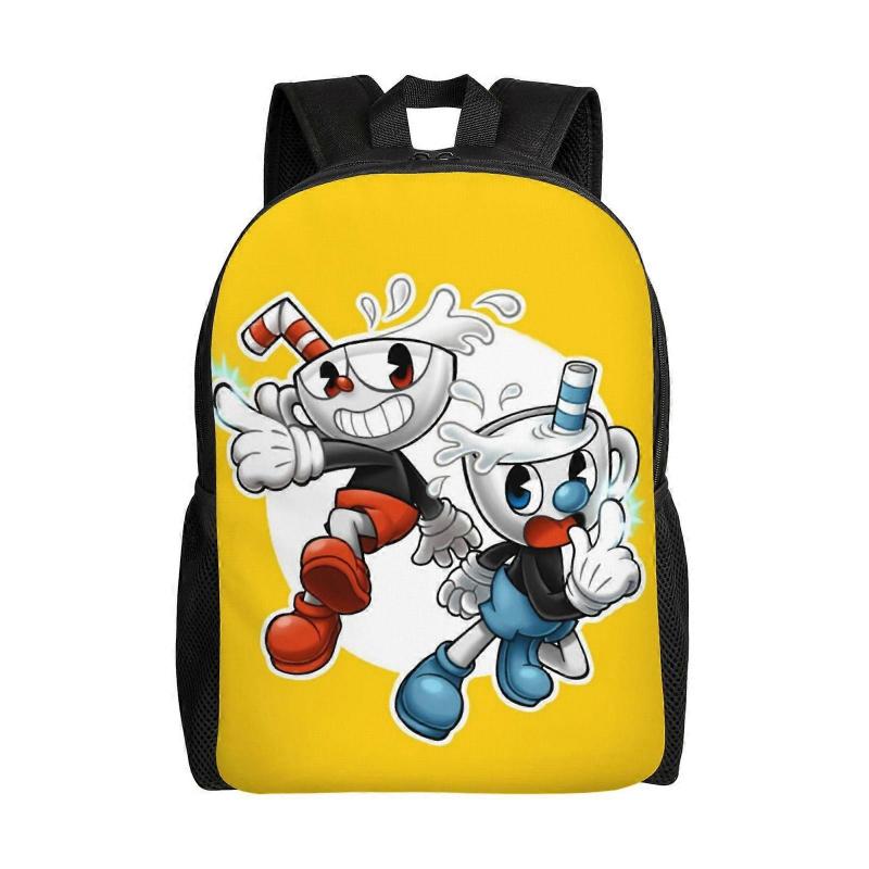 Cuphead Mugman Reise Camping Arbeitsrucksack für Damen/Herren Geschenke Basic Tagesrucksack Cartoon Anime Computertaschen-LDYH384