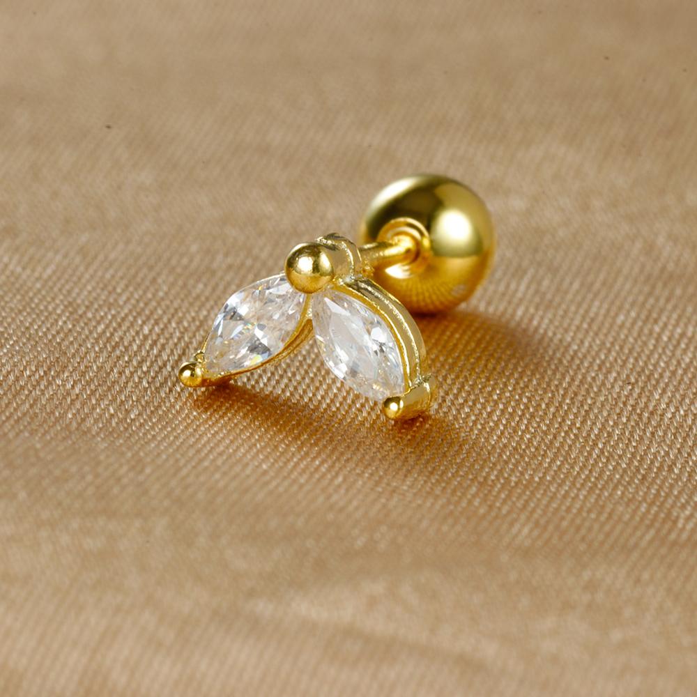 1 Stück Edelstahl Mond Kreuz Kleine Ohrstecker Winziger Zirkonia Ohrläppchen Tragus Helix Knorpel Piercing Ohrring Schmuck