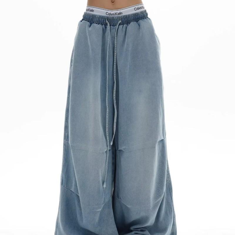Unisex Relaxed Straight Leg Denim Pants Teens Cotton Blend Casual Wide Jeans