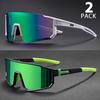 2 Stück Oversize Radsport-Sonnenbrille UV400 Schutz Outdoor-Sport Klettern Fahren Fahrradbrille Herren Damen Fahrradbrillen
