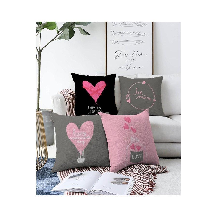 4-teiliges doppelseitig bedrucktes Kissenbezug-Set „Valentine's Day Concept“.