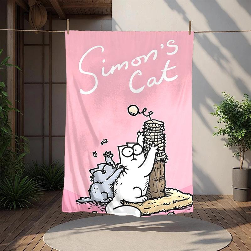Simon's Cat Flanelldecke Weich Warm Ganzjahresdecke, Design für Camping, Autoreisen, Wandern Sofa, Bett, Büro Perfektes Geschenk für Partys