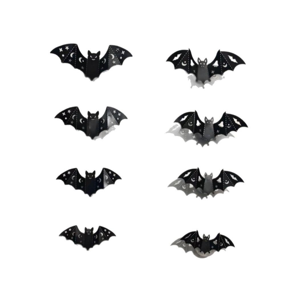 8Pcs PET Material LED Bat Light 3D Luminous Bats Halloween Wall Decal Indoor Decoration