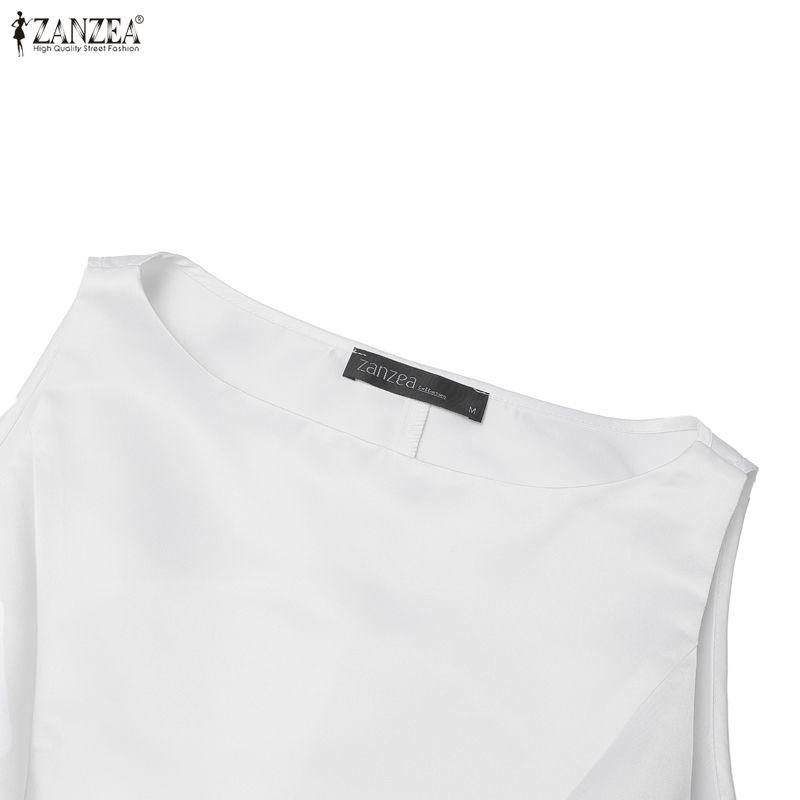 ZANZEA Women Casual Round Neck Solid Color Sleeveless Dress