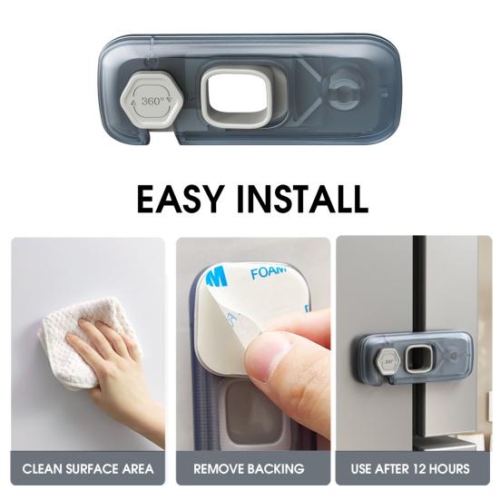 Yousheng Child Proof Fridge Lock Self-Adhesive Baby Proofing Refrigerator Oven Dishwasher Cabinet Cupboard Drawer Lock Kids Safety Freezer Door Latch
