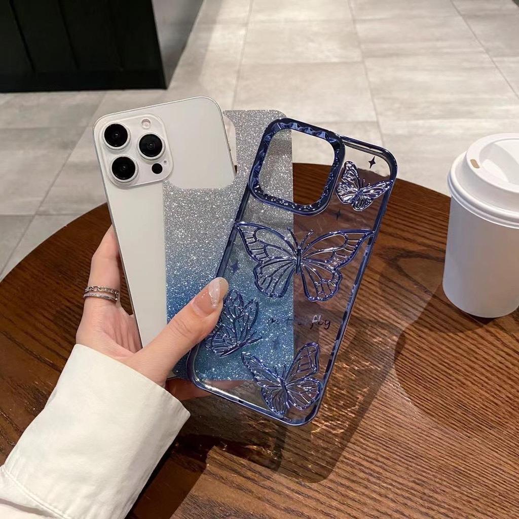 Electroplated 3D Butterfly Gradient Glitter Drop-Proof Case for iPhone 17 Pro Max