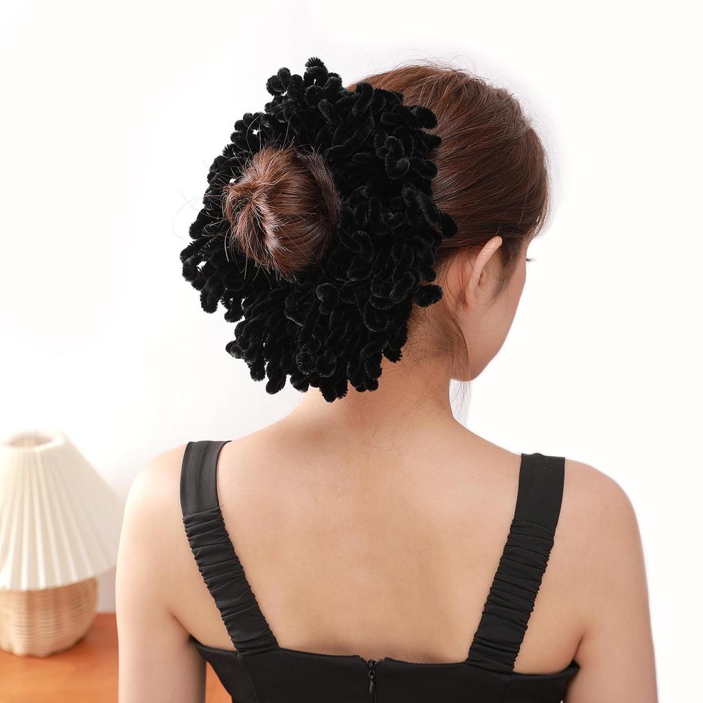 Handmade Wool Hair Tie - Ethnic Style Golden Velvet Flower Headwear, Multi-color Options