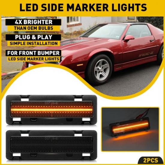 Set Front LED Bumper Side Marker Light For 82-92 Chevy Camaro Pontiac Firebird K