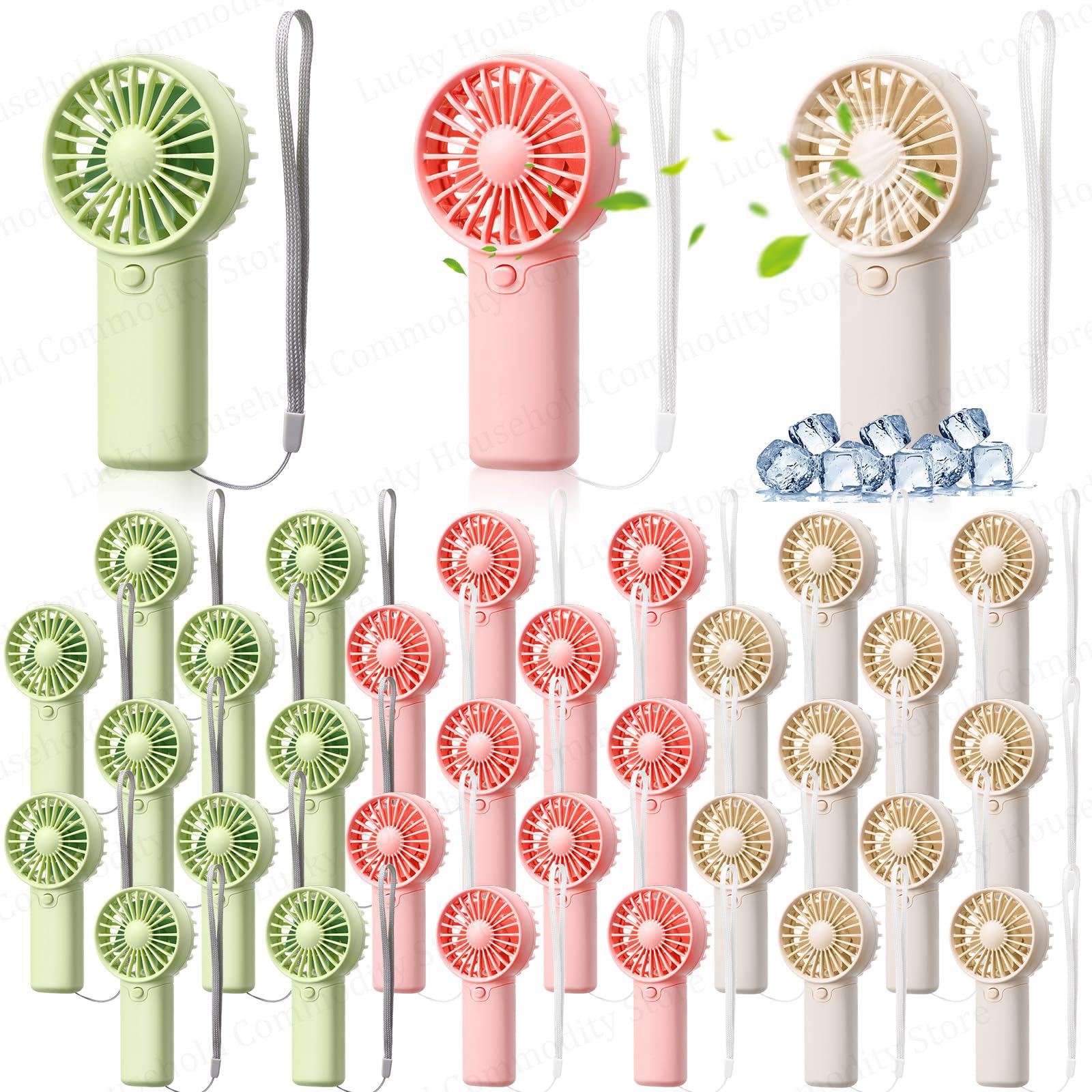 

10-100PCS Portable Handheld Fan Bulk Wedding Mini Fans Battery Operated Personal Fans with Thank You Cards Party Favors 10PCS