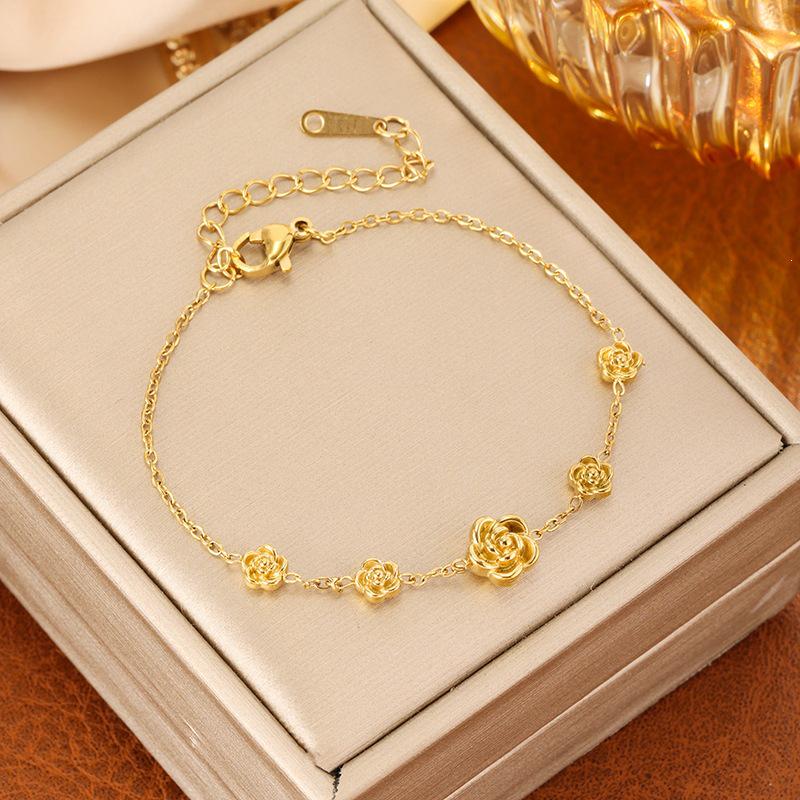 Gold Rose Flower Necklace for Women - 2026 New Light Luxury Design, Clavicle Chain, Titanium Steel, Colorfast, High-End.