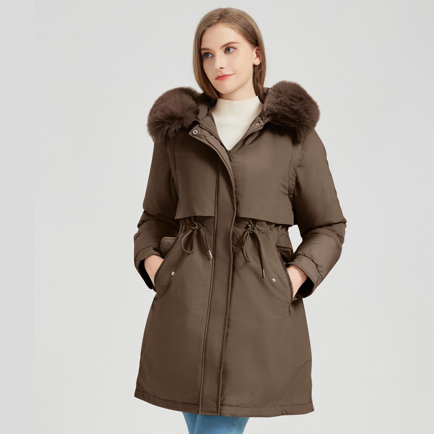

Женская парка 2-в-1 с пуховым наполнителем, меховым воротником и отстегивающимися рукавами 3XL темно-коричневого