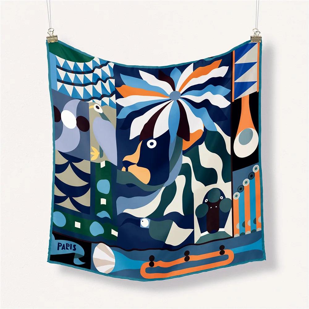 53cm Silk Square Scarf Women Satin Bandana Print Scarves Head Band Fashion Lady Hair Shawl Wrap Female Neckerchief Hijab