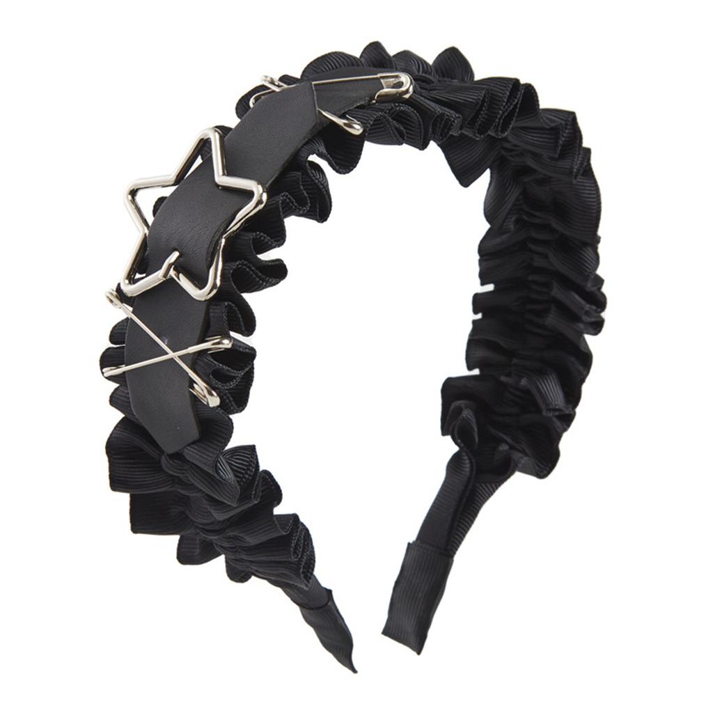 Pleated Headband Y2k Buckle Headband For Women Gothic Headband Black Lolita Headband Punk Headband Goths Headpiece