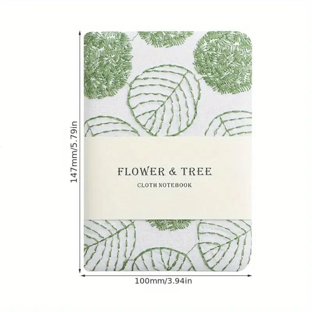 Fabric Cover Leaf Hand Ledger Compact Pocket Book Embroidered Notebook  for Going Back To School
