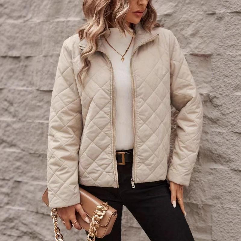 Women S Long Sleeve Lapel Quilted Loose Fit Warm Coat